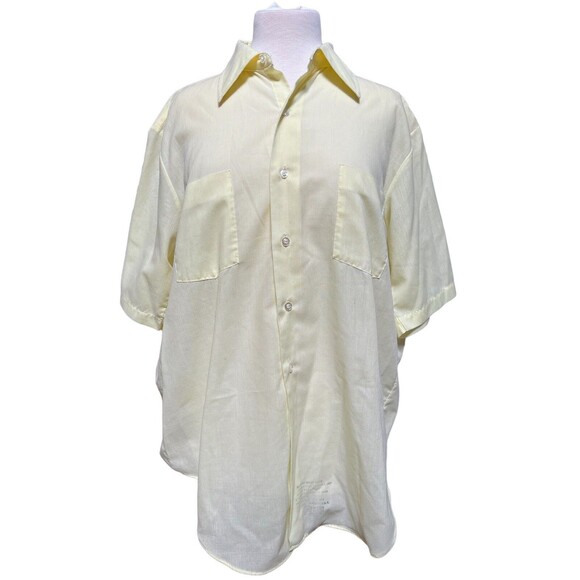 Vintage 1960s Arrow Belmont Club Perma-Iron Men's Shirt Yellow Semi Sheer Disco - Picture 1 of 7